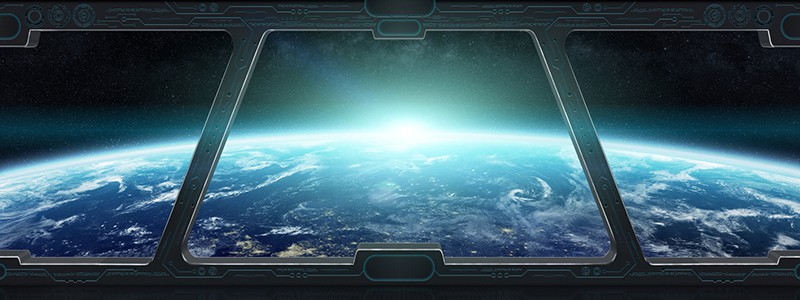 View of planet Earth from inside a space station 3D rendering el Window view of planet earth from a space station 3D rendering elements of this image furnished by NASA